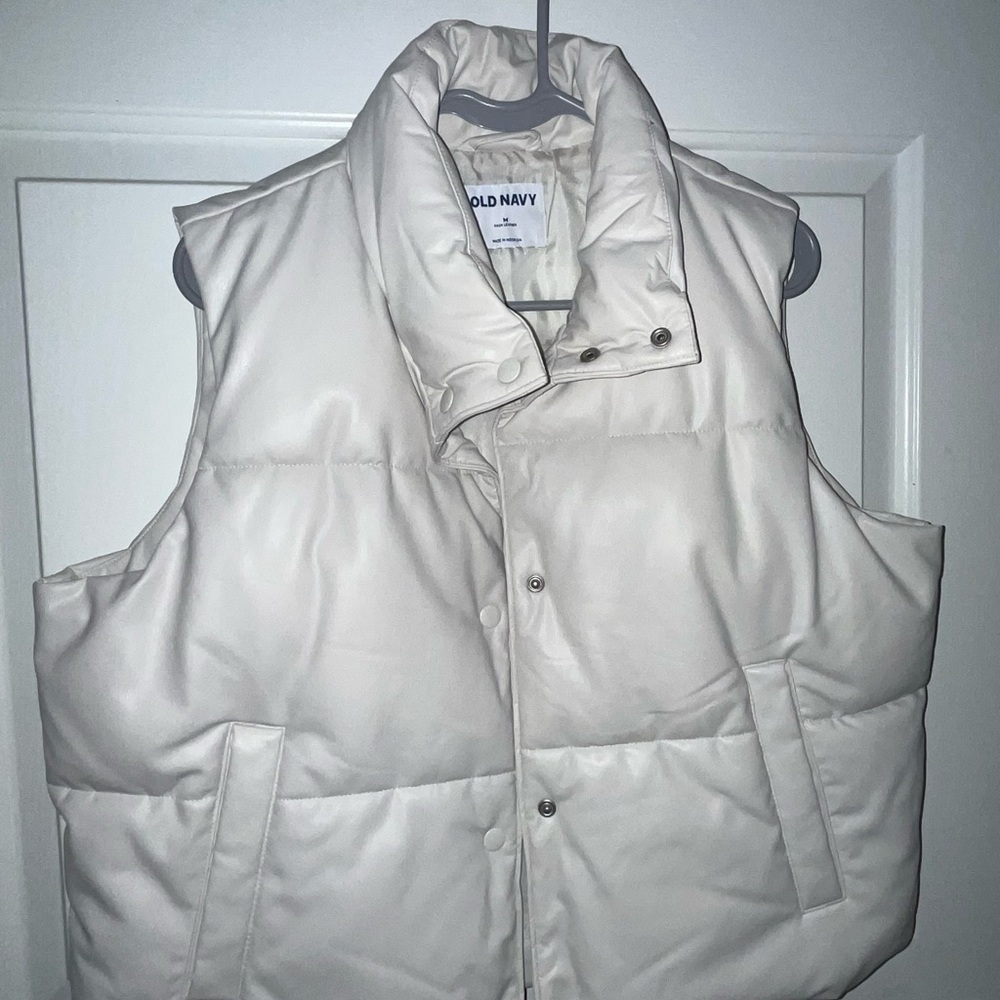 Old Navy Cream Faux Leather Vest